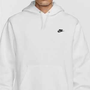 Nike Sweatshirt Mens White Black Futura Club Fleece Hoodie Sweater Hooded Size S